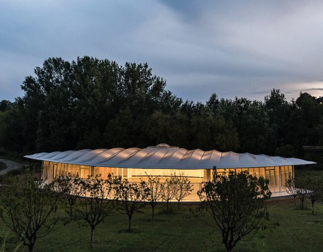 Orsolina28 arts venue at dusk